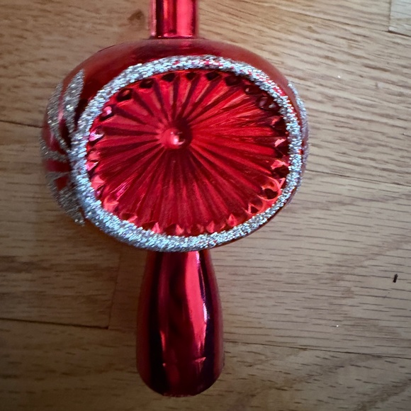 Vintage Christmas Tree Topper Unbreakable Made in Italy Red Silver Glitter - Picture 11 of 14